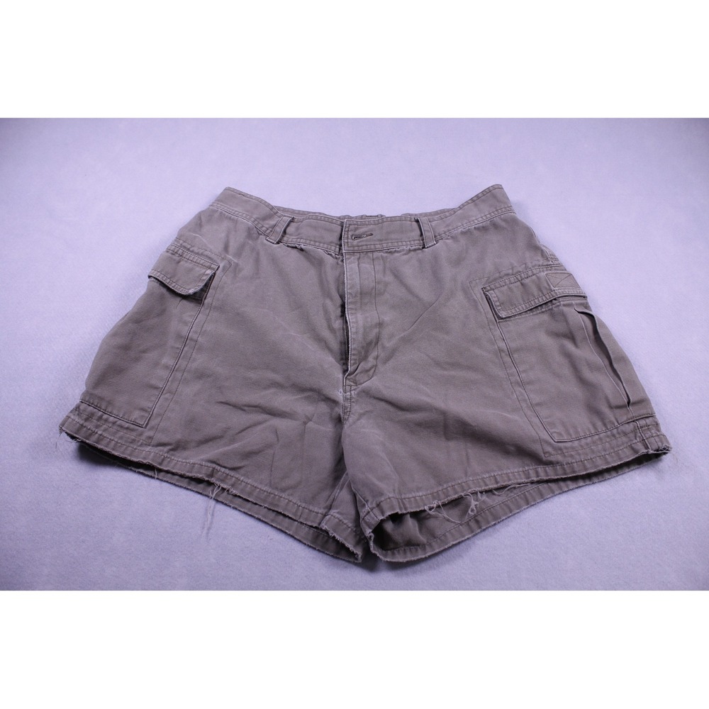 J.Crew Women's Cargo Shorts Gray Brown Raw Hem Utility Canvas Size 12